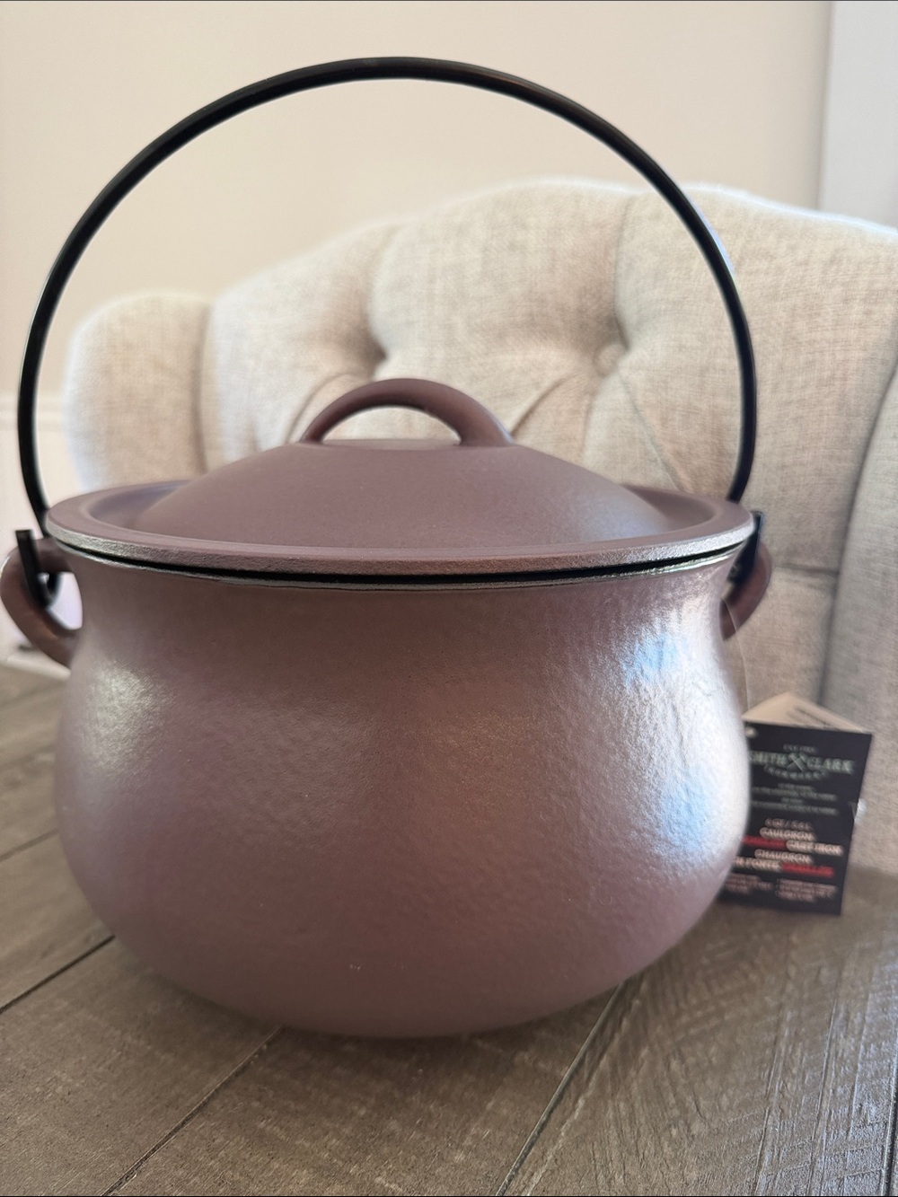 Smith & Clark 6QT Enameled Cast Iron Cauldron Matte Purple Dutch Oven with Lid